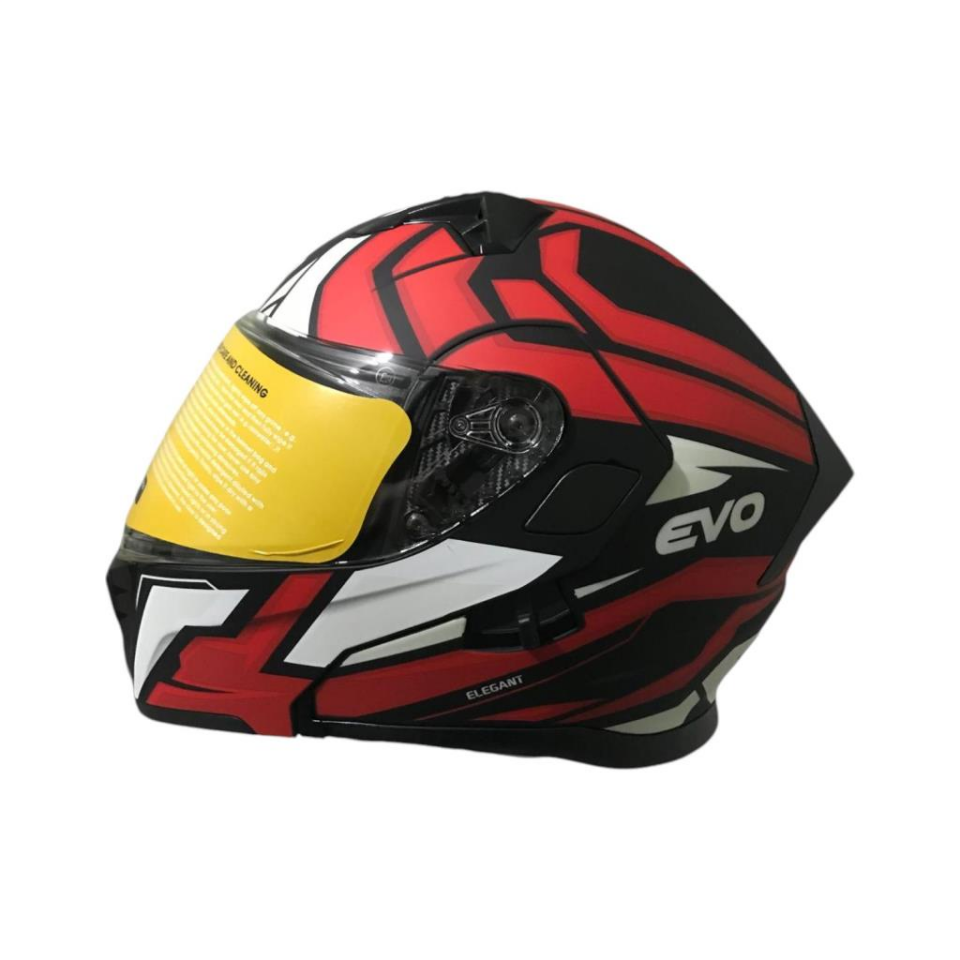 EVO506 ELEGANT FULLFACE ÇENEDEN AÇILIR MOTOSİKLET KASKI SİYAH-KIRMIZI
