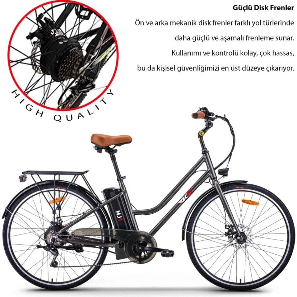 RKS MJ1 28 JANT ELEKTRİKLİ LİTYUM AKÜ ŞEHİR TUR BİSİKLETİ